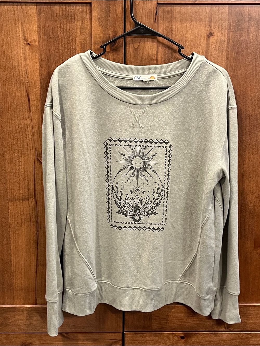 C&C California Sage Green Graphic Crewneck Sweatshirt